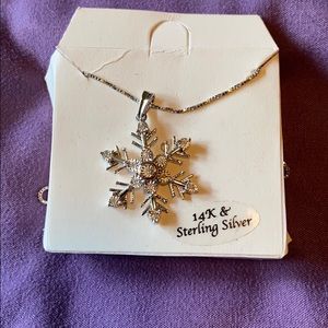 14k & Silver Snowflake Necklace